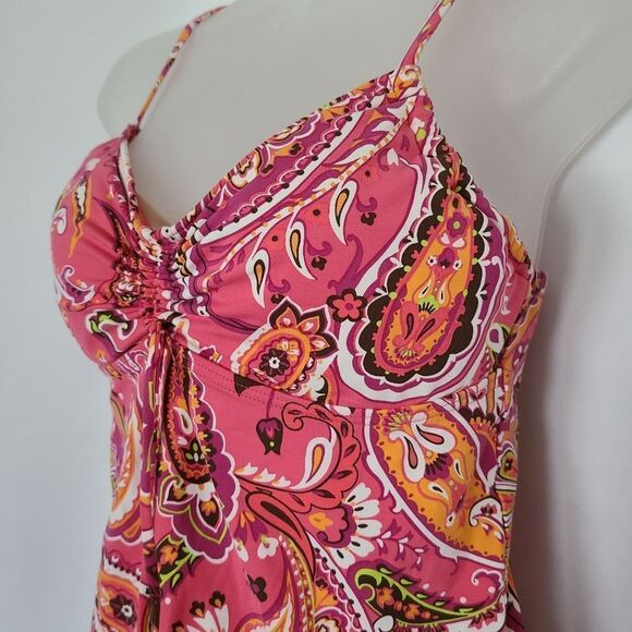 Land's End Paisley Underwire Tankini Swim Top‎ sz 6 - Picture 2 of 6